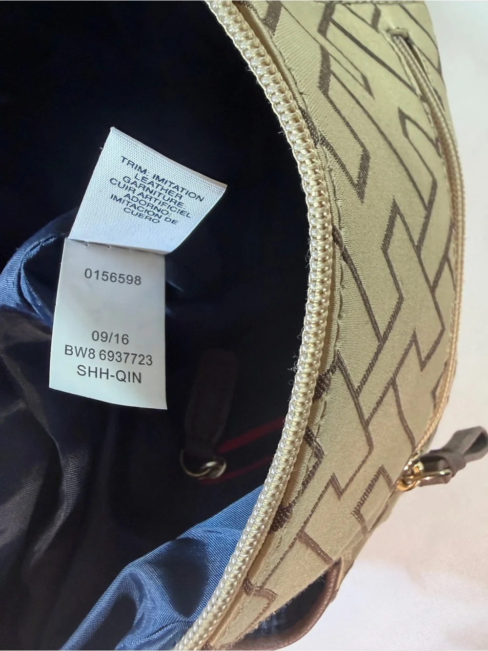 Tommy Hilfiger Gold and Brown Monogram Shoulder Bag